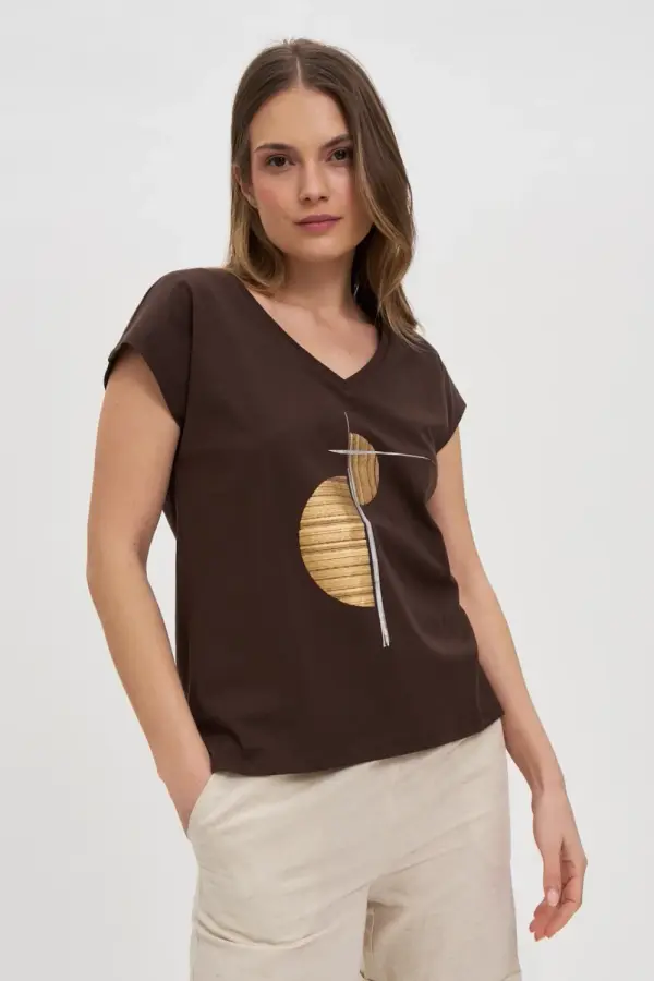 Marisse Marisse Brown Cotton T-Shirt