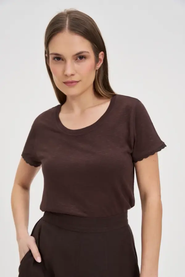 Marisse Marisse Brown Short-Sleeved Blouse
