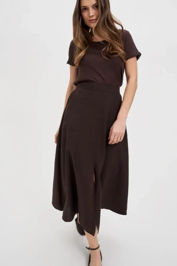 Marisse Marisse Brown Skirt With A Slit