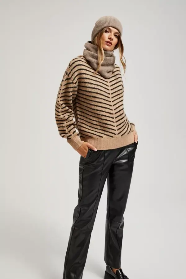 Marisse Marisse Coffee Scarf With Metallic Thread