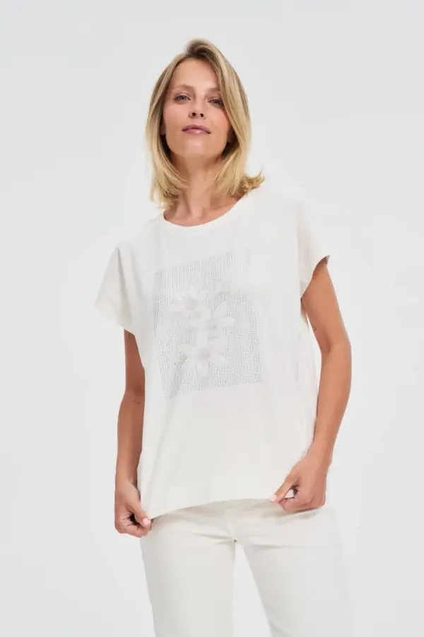 Marisse Marisse Cotton Blouse With Print, White