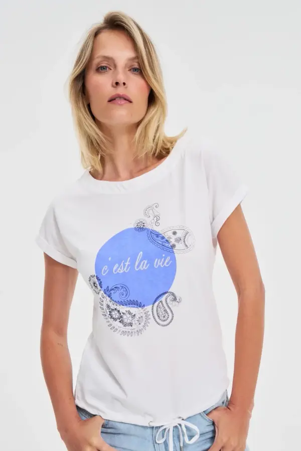 Marisse Marisse Cotton Blouse With Print, White