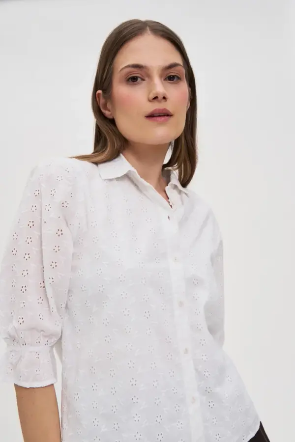 Marisse Marisse Cotton Shirt With Puffed Sleeves, White