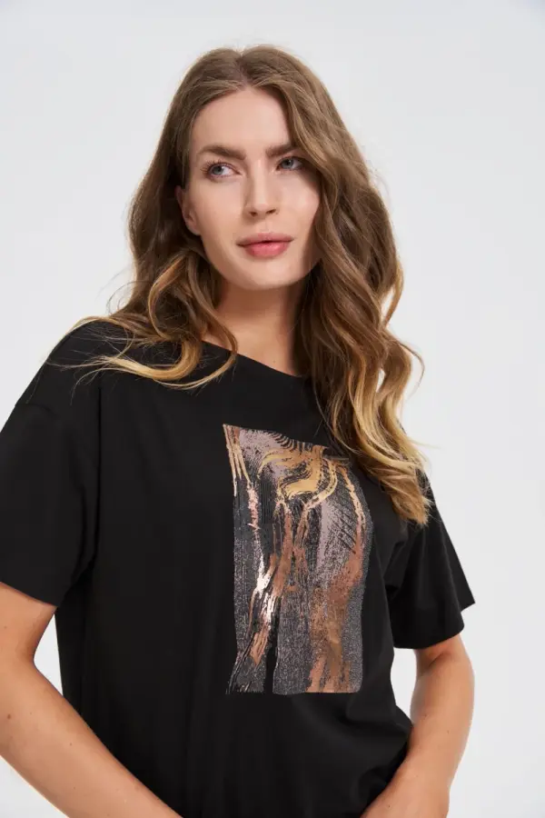 Marisse Marisse Cotton T-Shirt With Print, Black