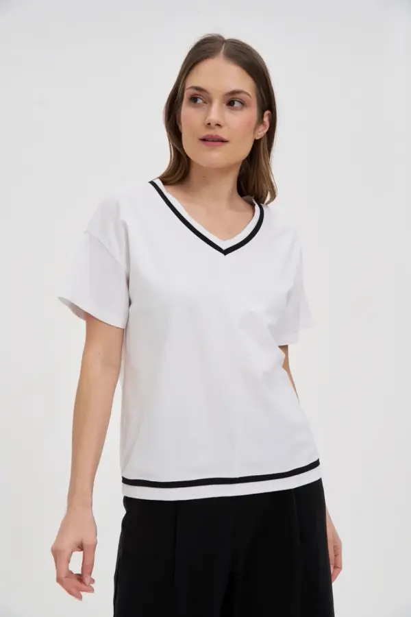 Marisse Marisse Cotton V-Neck Blouse, White