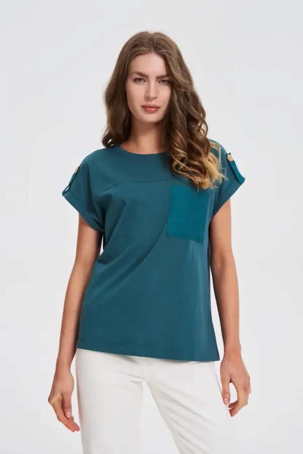 Marisse Marisse Dark Green T-Shirt With Pocket