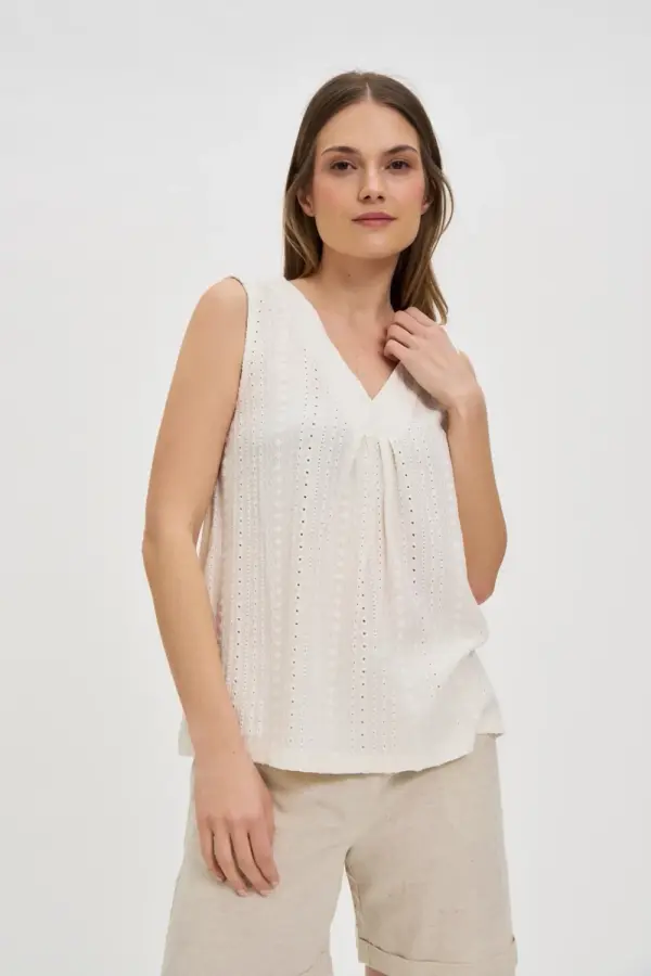Marisse Marisse Ecru V-Neck Top