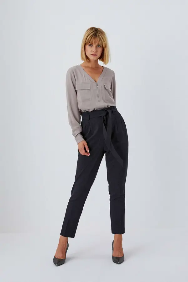 Marisse Marisse Elegant High-Waisted Trousers Z-Sp-3606 Graphite