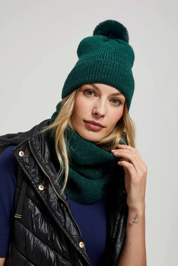 Marisse Marisse Emerald Scarf With Metallic Thread