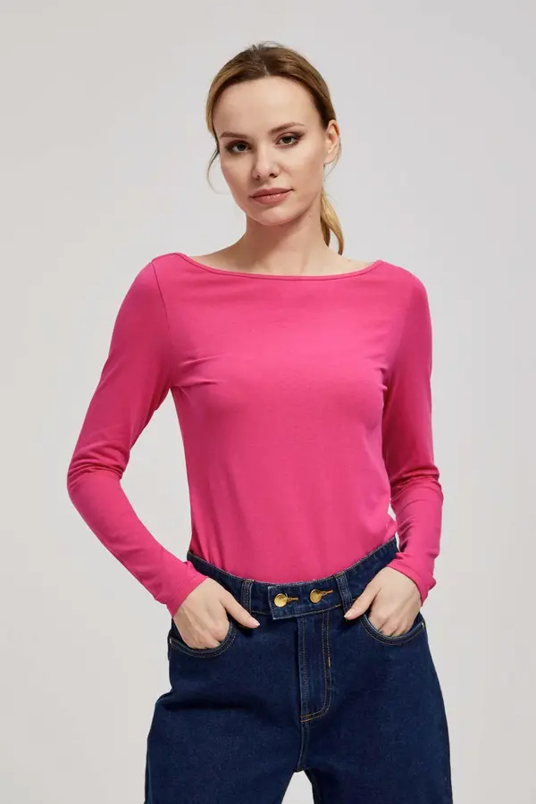 Marisse Marisse Fitted Long-Sleeved Fuchsia Blouse