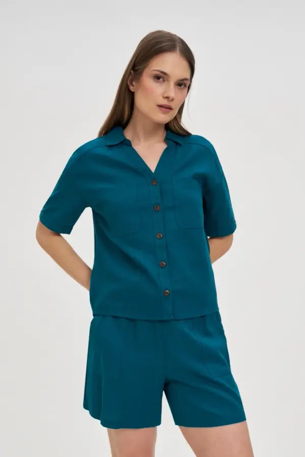 Marisse Marisse Green Viscose And Linen Shirt