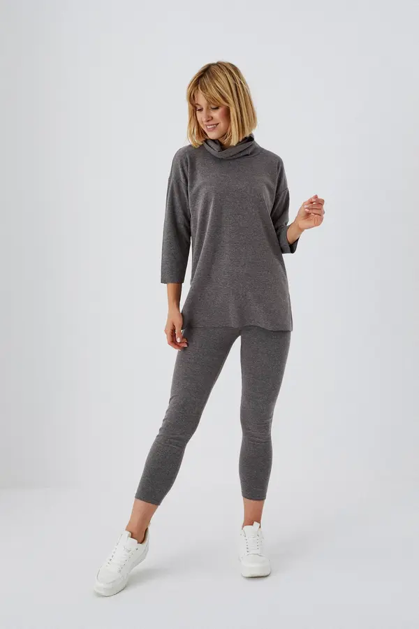 Marisse Marisse Knitted Turtleneck Sweatshirt Z-Bl-3618 Graphite Mel