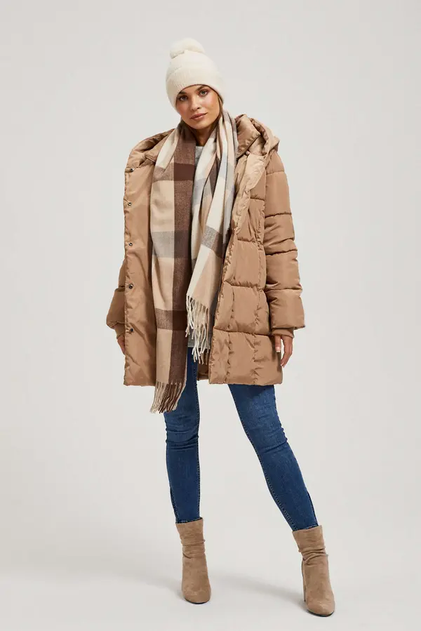 Marisse Marisse Large Brown Checkered Scarf