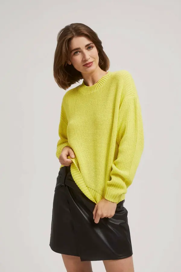 Marisse Marisse Lime Round Neck Sweater