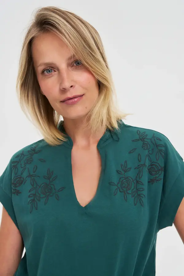 Marisse Marisse Navy Blue Cotton Blouse