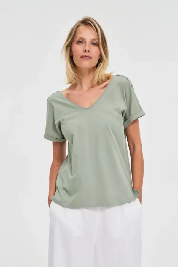 Marisse Marisse Olive Cotton Blouse