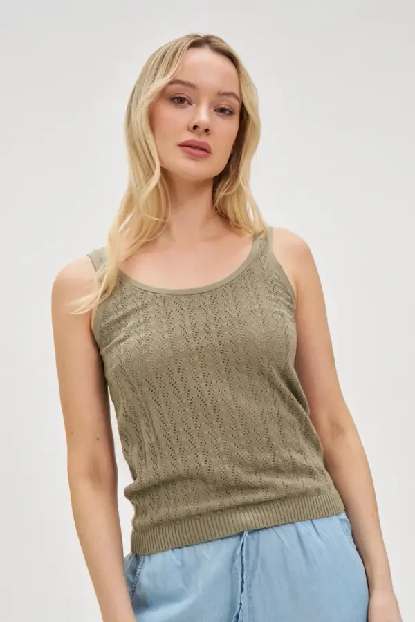 Marisse Marisse Openwork Olive Top