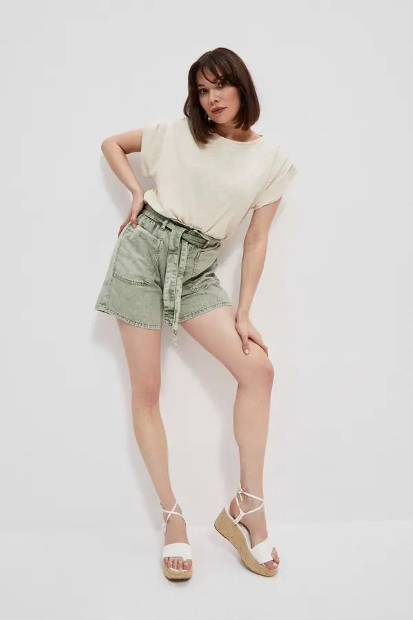 Marisse Marisse Paperbag Denim Shorts L-Sh-3713 Cold Brown