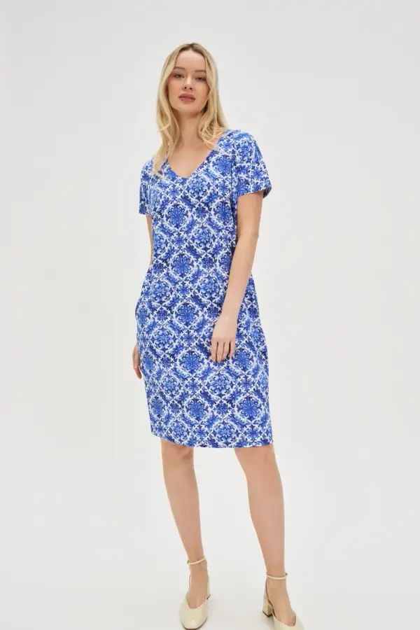 Marisse Marisse Patterned Blue Dress