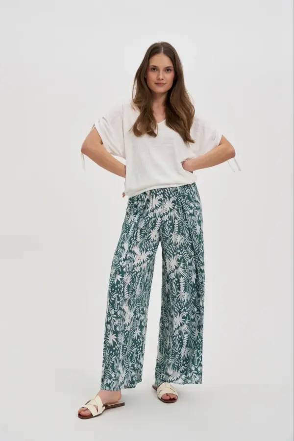 Marisse Marisse Patterned Green Viscose Trousers