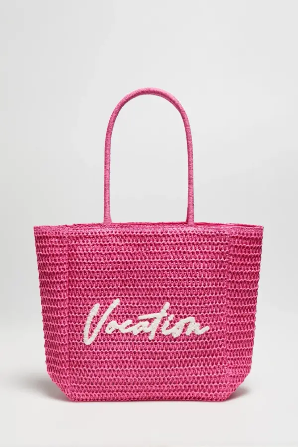 Marisse Marisse Pink Woven Bag With Inscription
