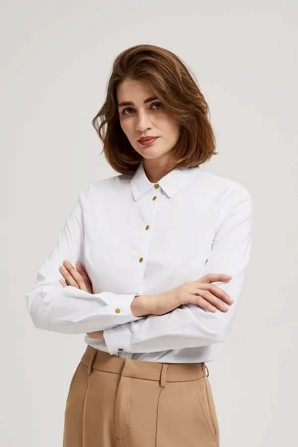 Marisse Marisse Plain Shirt With Decorative Buttons, White