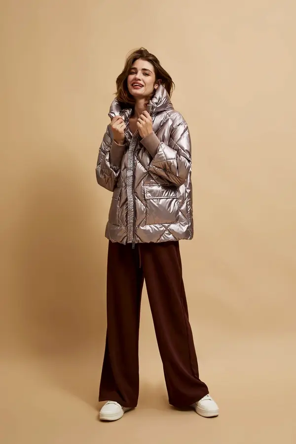 Marisse Marisse Raspberry Metallic Quilted Jacket