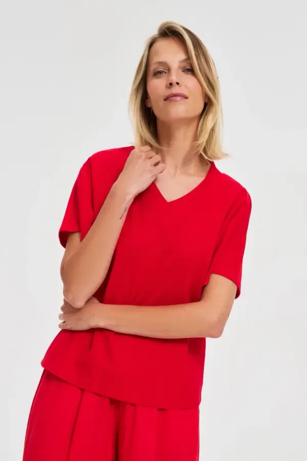 Marisse Marisse Red Cotton Blouse