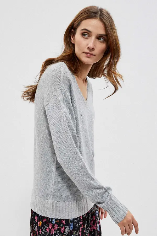 Marisse Marisse Sweater With A Neckline At The Back L-Sw-3704 Silver