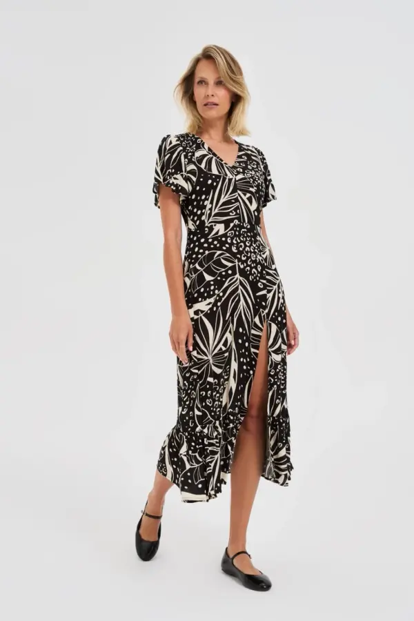 Marisse Marisse Viscose Dress With A Pattern, Black