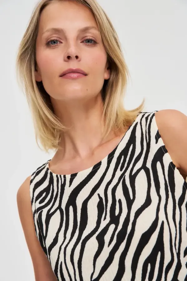 Marisse Marisse White Animal Print Top