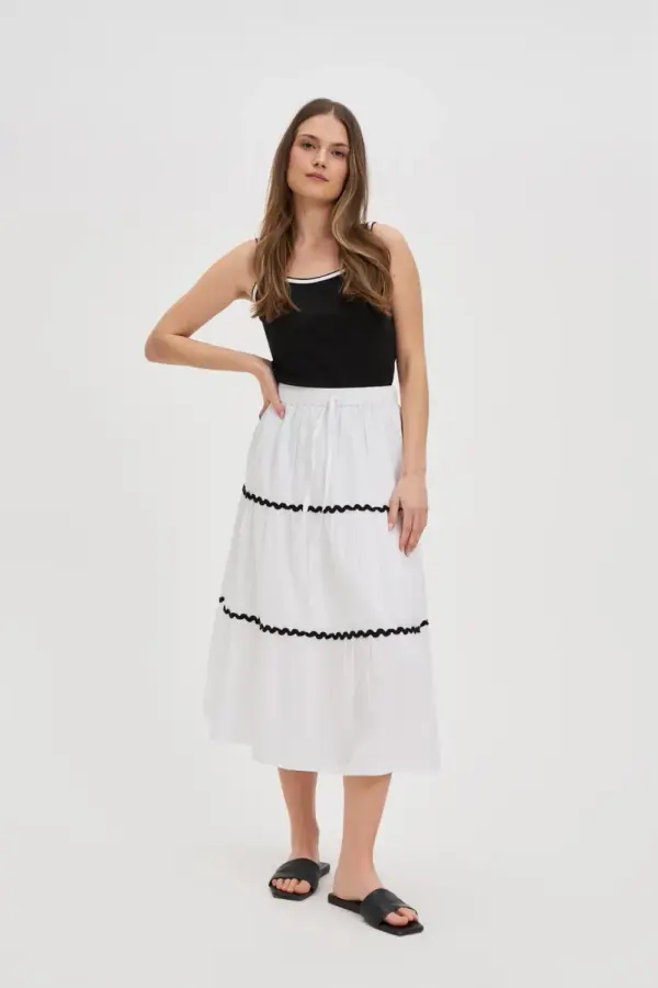 Marisse Marisse White Cotton Midi Skirt