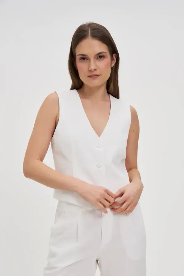 Marisse Marisse White Linen Vest