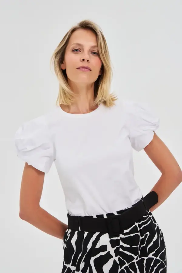 Marisse Marisse White Puff Sleeve Blouse