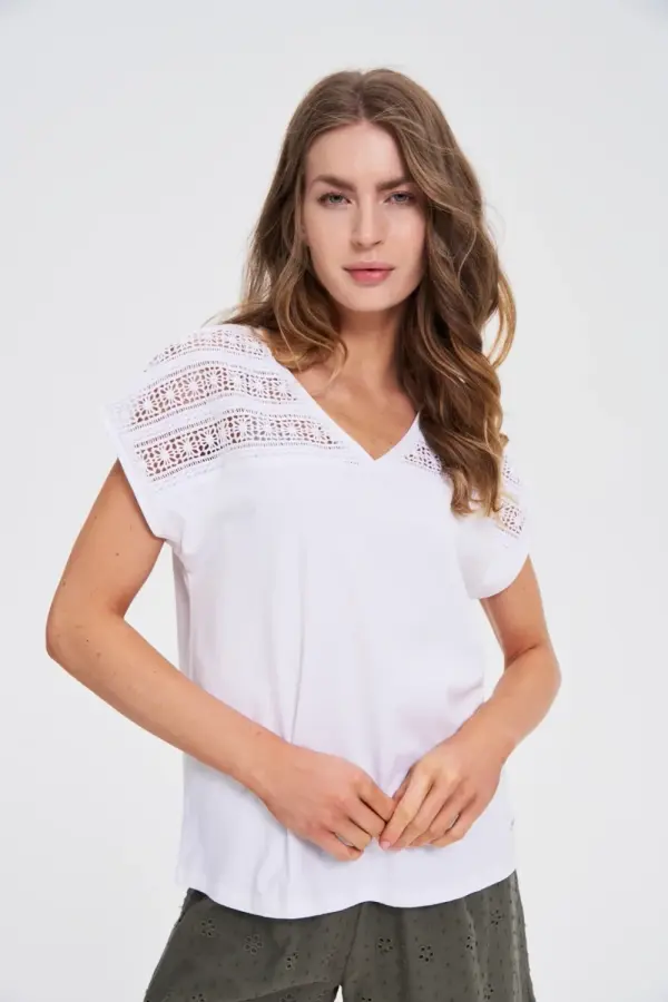 Marisse Marisse White Short-Sleeved Blouse