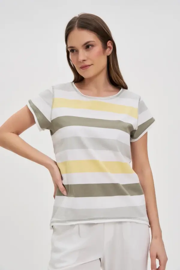 Marisse Marisse White Striped Cotton T-Shirt