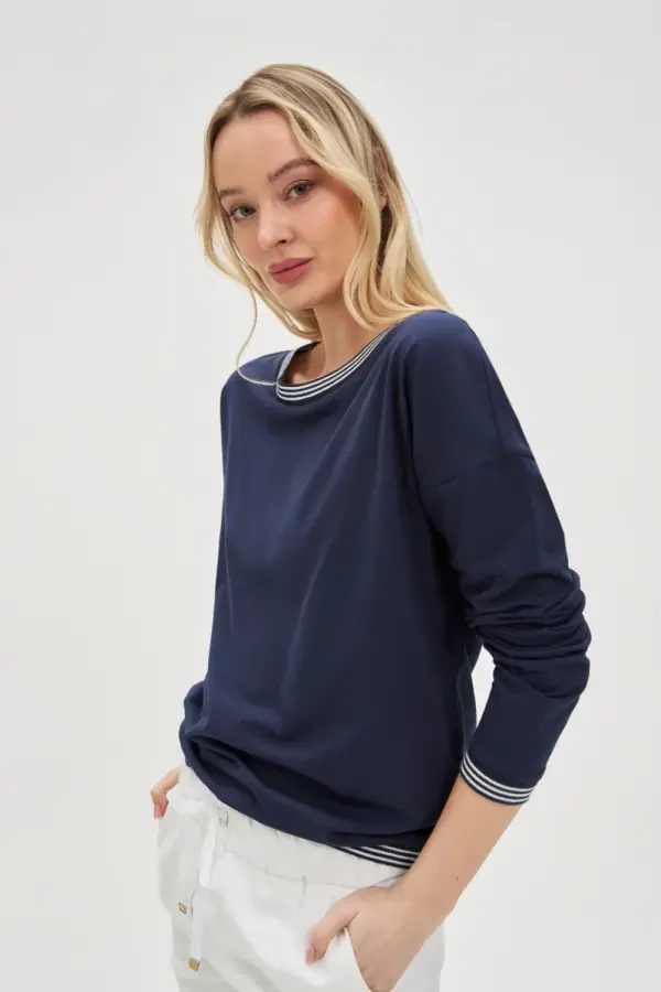 Marisse Marisse Women's Blouse L-Ts-4617 Navy