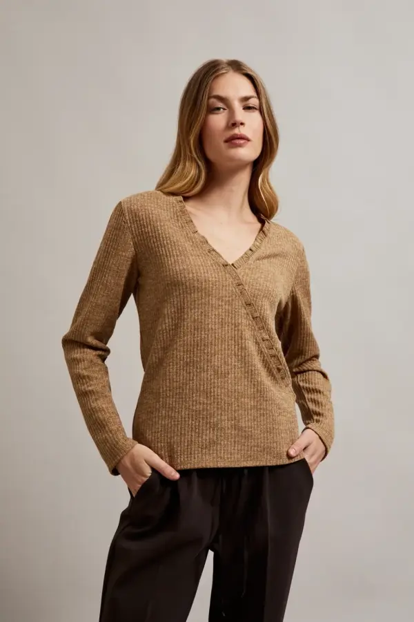 Marisse Marisse Women's Blouse Z-Ts-4521 Beige