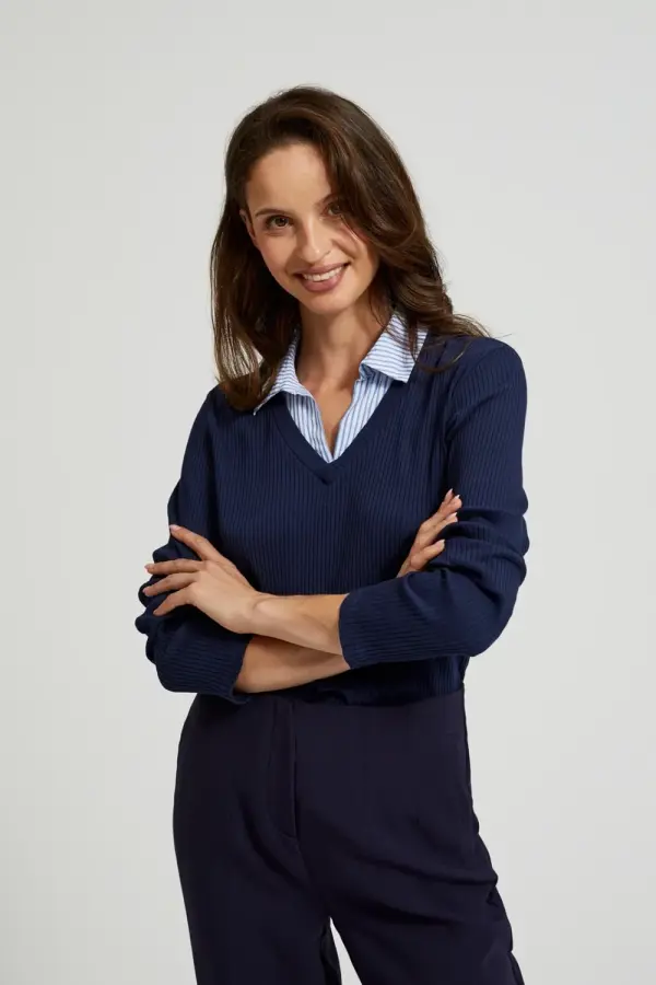 Marisse Marisse Women's Blouse Z-Ts-4523 Navy