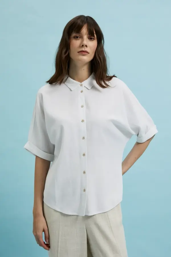 Marisse Marisse Women's Shirt L-Ko-4344 Off White