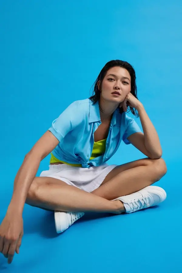 Marisse Marisse Women's Shirt L-Ko-4360 Turquoise