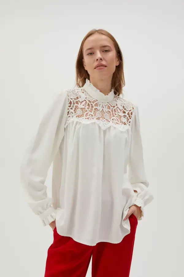 Marisse Marisse Women's Shirt L-Ko-4550 Off White