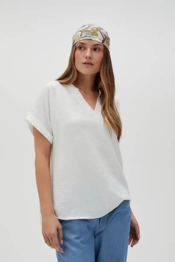 Marisse Marisse Women's Shirt L-Ko-4623 Off White