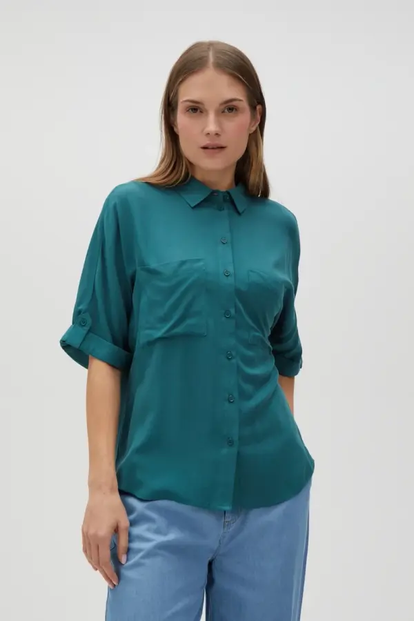 Marisse Marisse Women's Shirt L-Ko-4624 D.Green