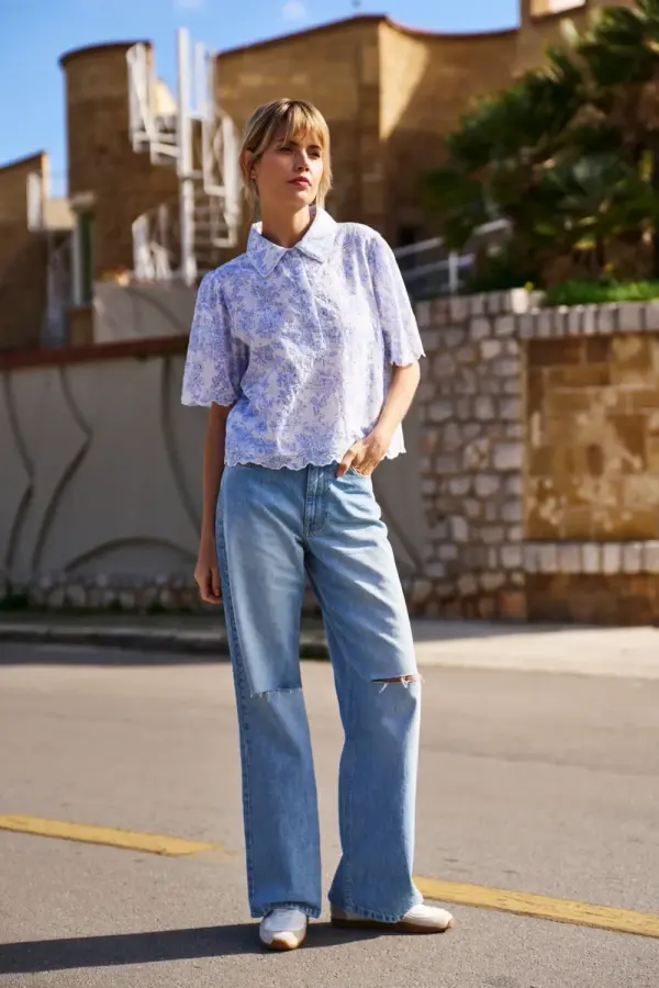 Marisse Marisse Women's Shirt L-Ko-4668 Blue