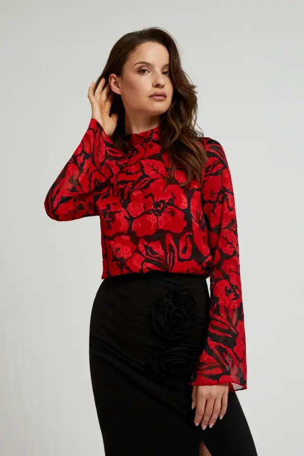 Marisse Marisse Women's Shirt Z-Ko-4543 Black_Red