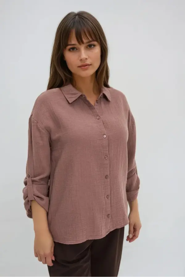 Marisse Marisse WOMEN'S SHIRT Z-KO-4800 COFFEE