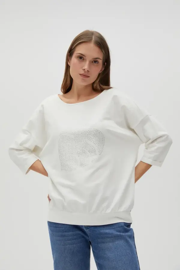 Marisse Marisse Women's Sweatshirt L-Bl-4600 Off White