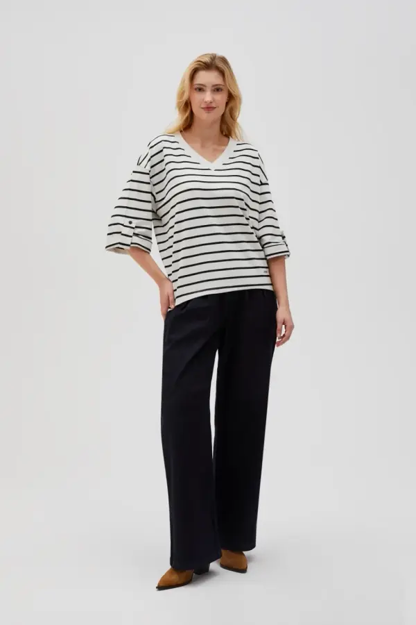 Marisse Marisse Women's Sweatshirt L-Bl-4603 Off White_Black