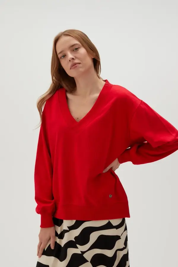 Marisse Marisse Women's Sweatshirt L-Bl-4608 Red